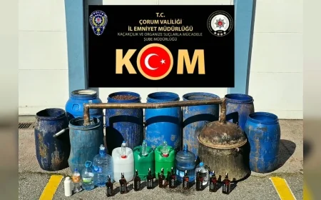 Çorum’da 4 Adrese Eş Zamanlı Kaçak İçki Operasyonu: 1.174 Litre Alkollü İçki Ele Geçirildi
