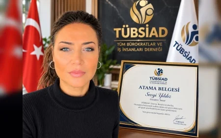 Gazeteci Yazar Sevgi Yıldız’a TÜBSİAD Yönetim Kurulundan Yeni Görev ve Atama Belgesi