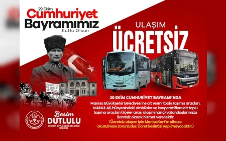 Manisa Büyükşehir Belediye Başkanı Besim Dutlulu: “29 Ekim Cumhuriyet Bayramı’nda Toplu Ulaşım Gün Boyu Ücretsiz”