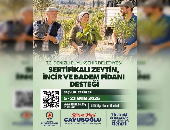 Denizli Büyükşehir Belediyesi’nden çiftçilere zeytin, incir ve badem fidanı desteği için başvurular başladı