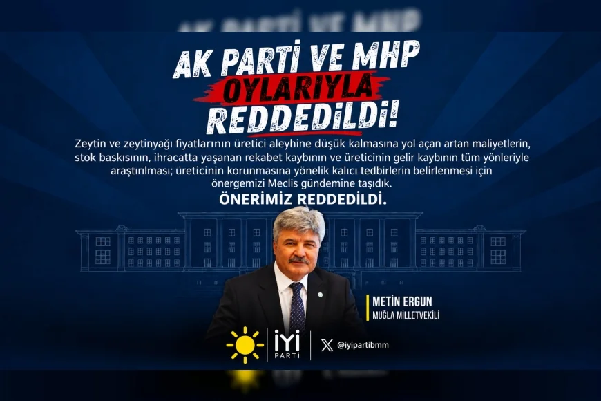İYİ Parti Muğla Milletvekili Prof. Dr. Metin Ergun'un Zeytin Üreticileri İçin Verdiği Araştırma Önerisi AK Parti ve MHP Oylarıyla Reddedildi