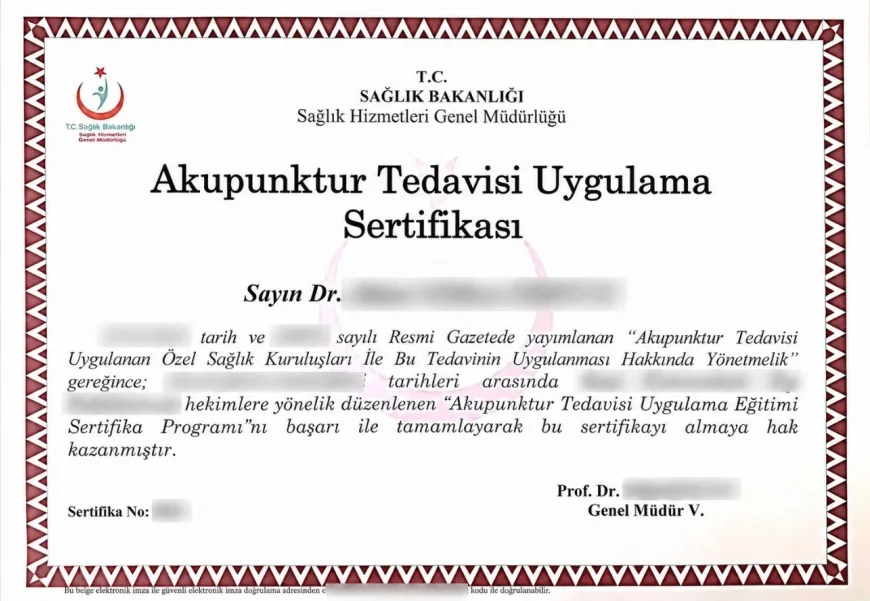 Akupunktur Tedavi Uygulama Sertifikası