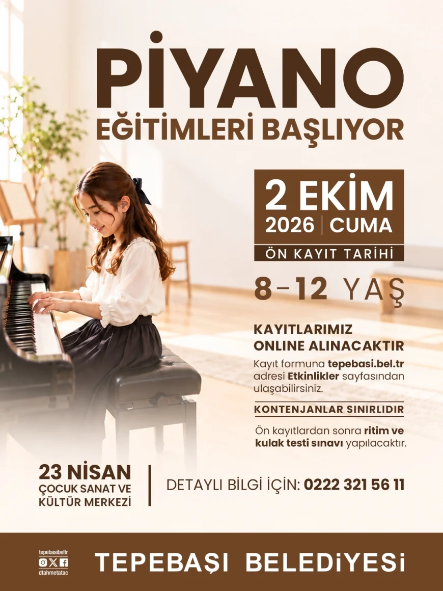 Tepebaşı’nda 8-12 yaş grubundaki çocuklar için piyano eğitimleri başlıyor