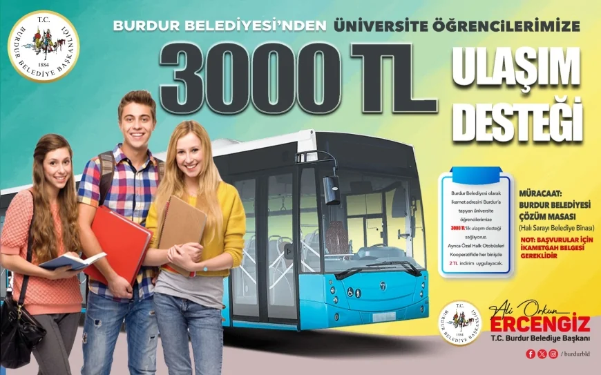 Burdur Belediye Başkanı Ali Orkun Ercengiz: “İkametini Burdur’a Alan Öğrencilere 3.000 TL Ulaşım Desteği Sağlayacağız”