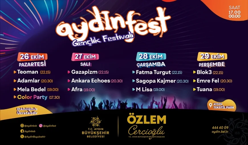 Aydın Büyükşehir Belediye Başkanı Özlem Çerçioğlu: “Tüm vatandaşlarımızı Aydınfest coşkusuna ortak olmaya davet ediyorum”