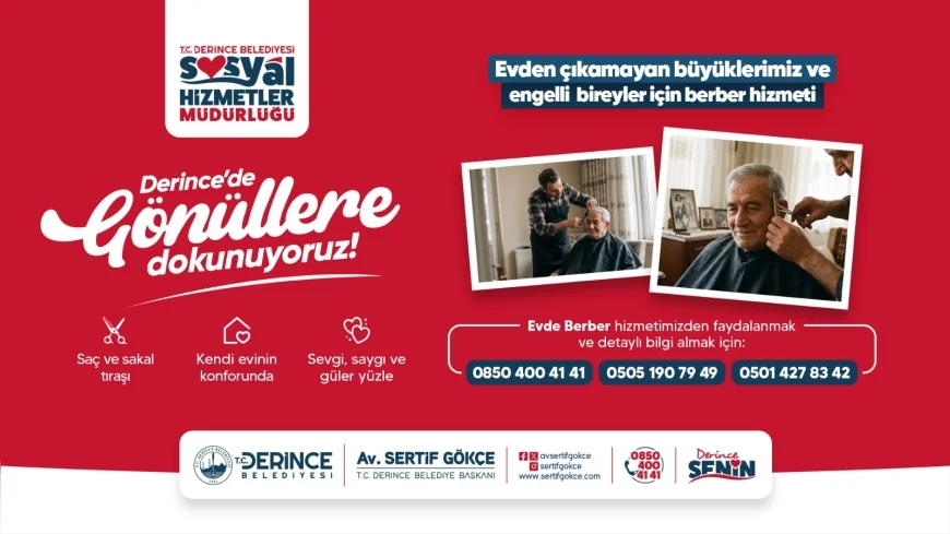 Derince Belediyesi Evden Çıkamayan Yaşlı ve Engelli Vatandaşlara Evde Berber Hizmeti Sunuyor
