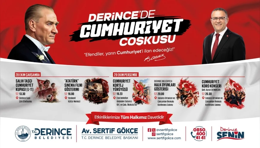 Derince Belediyesi Cumhuriyet Bayramı'nın 103. Yılını Beş Farklı Etkinlikle Kutlayacak