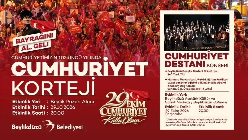 Beylikdüzü’nde Cumhuriyet’in 103’üncü Yılı Kortej, Konser ve Çelenk Töreniyle Kutlanacak