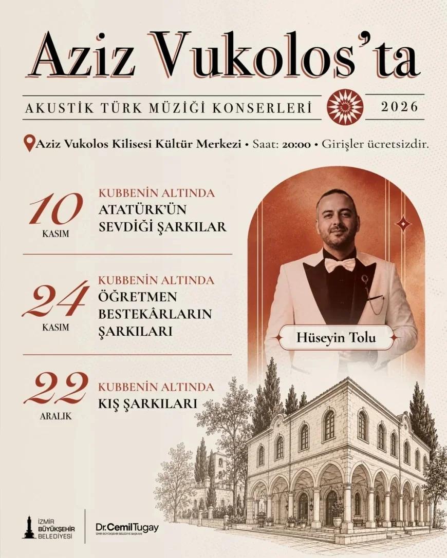 İzmir Büyükşehir Belediyesi Aziz Vukolos’ta Ücretsiz Akustik Müzik Konserlerini Başlatıyor