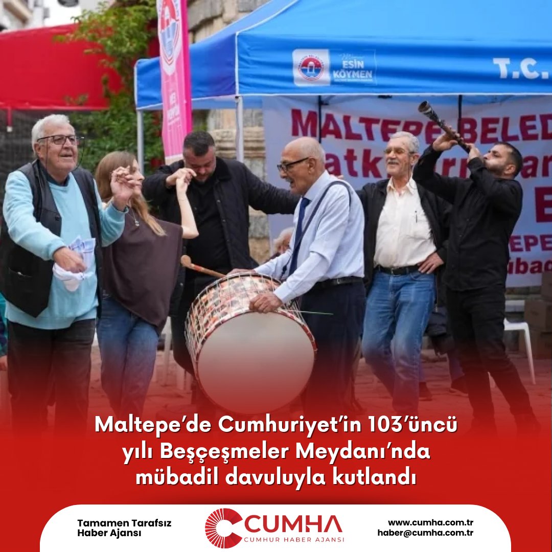 Maltepe’de Cumhuriyet’in 103’üncü yılı Beşçeşmeler Meydanı’nda mübadil davuluyla kutlandı